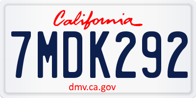 CA license plate 7MDK292