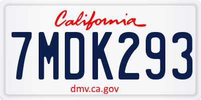 CA license plate 7MDK293