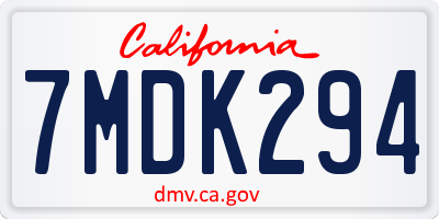CA license plate 7MDK294