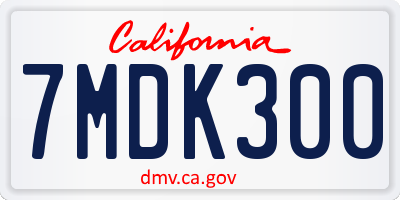 CA license plate 7MDK300