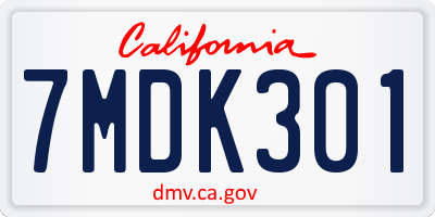 CA license plate 7MDK301