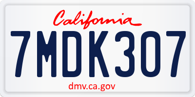 CA license plate 7MDK307