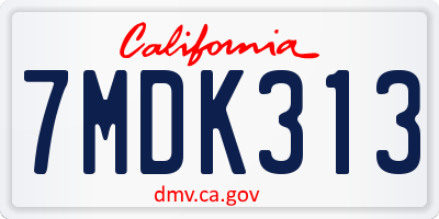 CA license plate 7MDK313