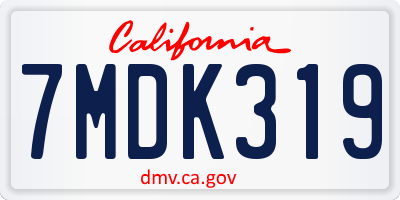 CA license plate 7MDK319