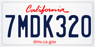 CA license plate 7MDK320