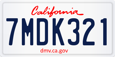 CA license plate 7MDK321