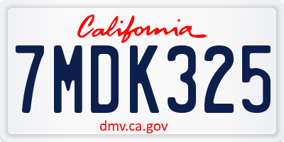 CA license plate 7MDK325