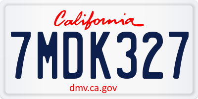 CA license plate 7MDK327