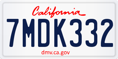 CA license plate 7MDK332