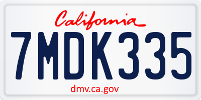 CA license plate 7MDK335
