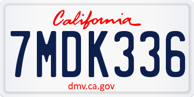 CA license plate 7MDK336