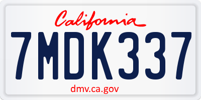 CA license plate 7MDK337