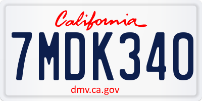 CA license plate 7MDK340