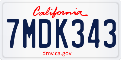 CA license plate 7MDK343