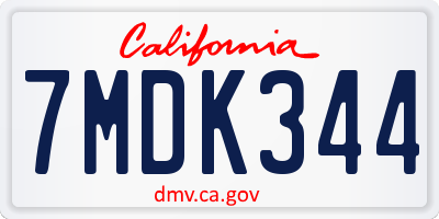 CA license plate 7MDK344