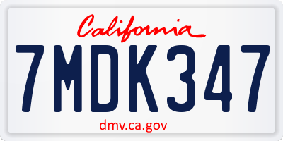 CA license plate 7MDK347