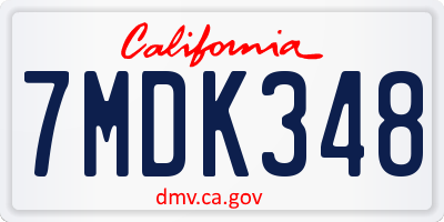 CA license plate 7MDK348