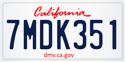 CA license plate 7MDK351