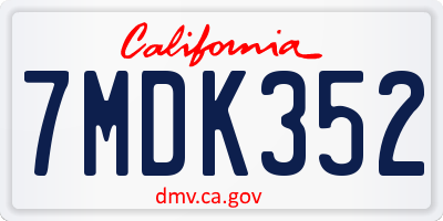 CA license plate 7MDK352