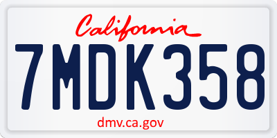 CA license plate 7MDK358