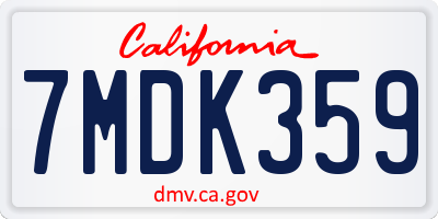 CA license plate 7MDK359