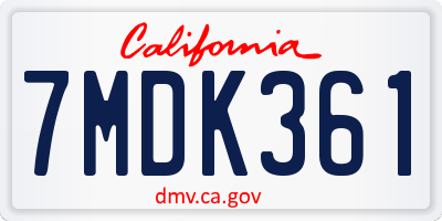 CA license plate 7MDK361