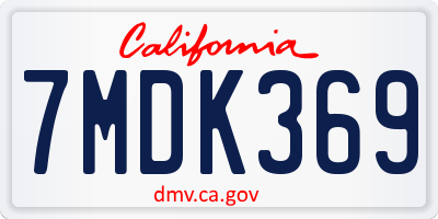 CA license plate 7MDK369