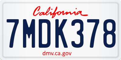 CA license plate 7MDK378