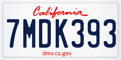 CA license plate 7MDK393