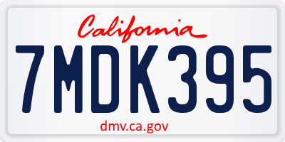 CA license plate 7MDK395