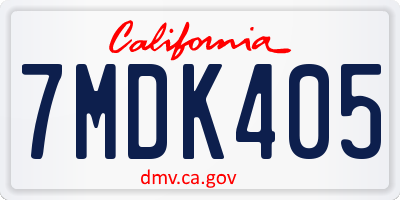 CA license plate 7MDK405