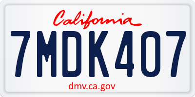 CA license plate 7MDK407