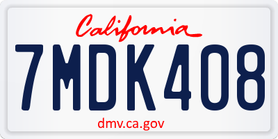 CA license plate 7MDK408