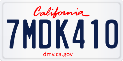 CA license plate 7MDK410