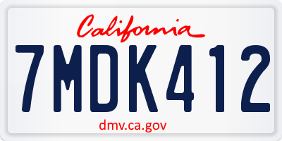 CA license plate 7MDK412