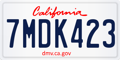 CA license plate 7MDK423