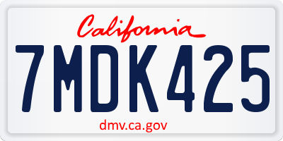 CA license plate 7MDK425