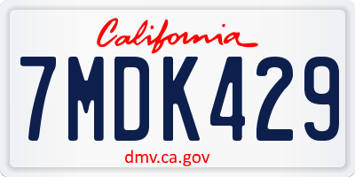 CA license plate 7MDK429