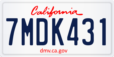 CA license plate 7MDK431