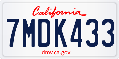 CA license plate 7MDK433