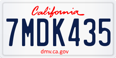 CA license plate 7MDK435