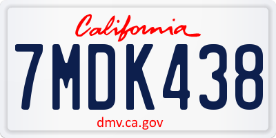 CA license plate 7MDK438