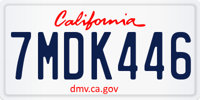 CA license plate 7MDK446