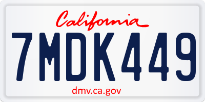 CA license plate 7MDK449