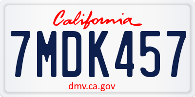 CA license plate 7MDK457