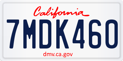 CA license plate 7MDK460