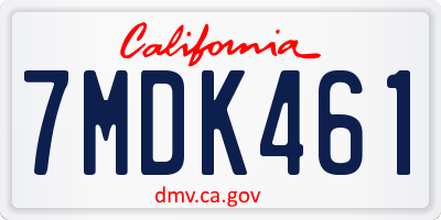 CA license plate 7MDK461