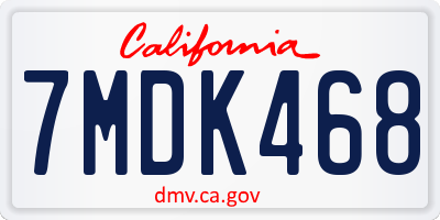 CA license plate 7MDK468