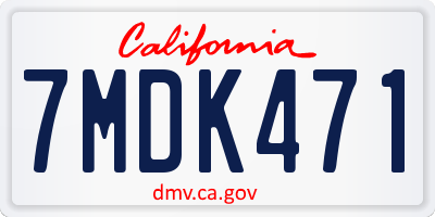 CA license plate 7MDK471