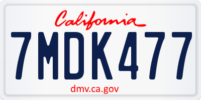 CA license plate 7MDK477